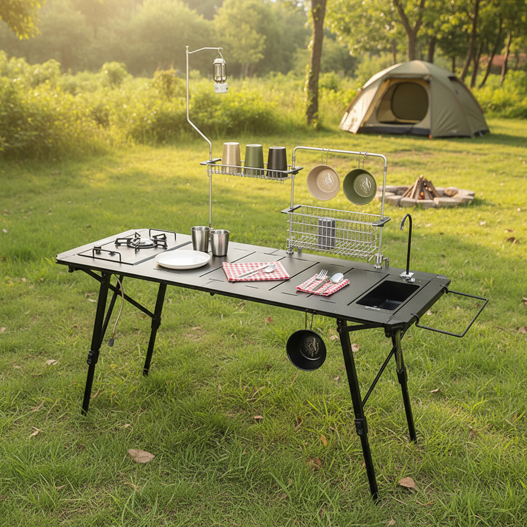 Camping Cooking Area - Portable Aluminum Alloy Igt Table Outdoor