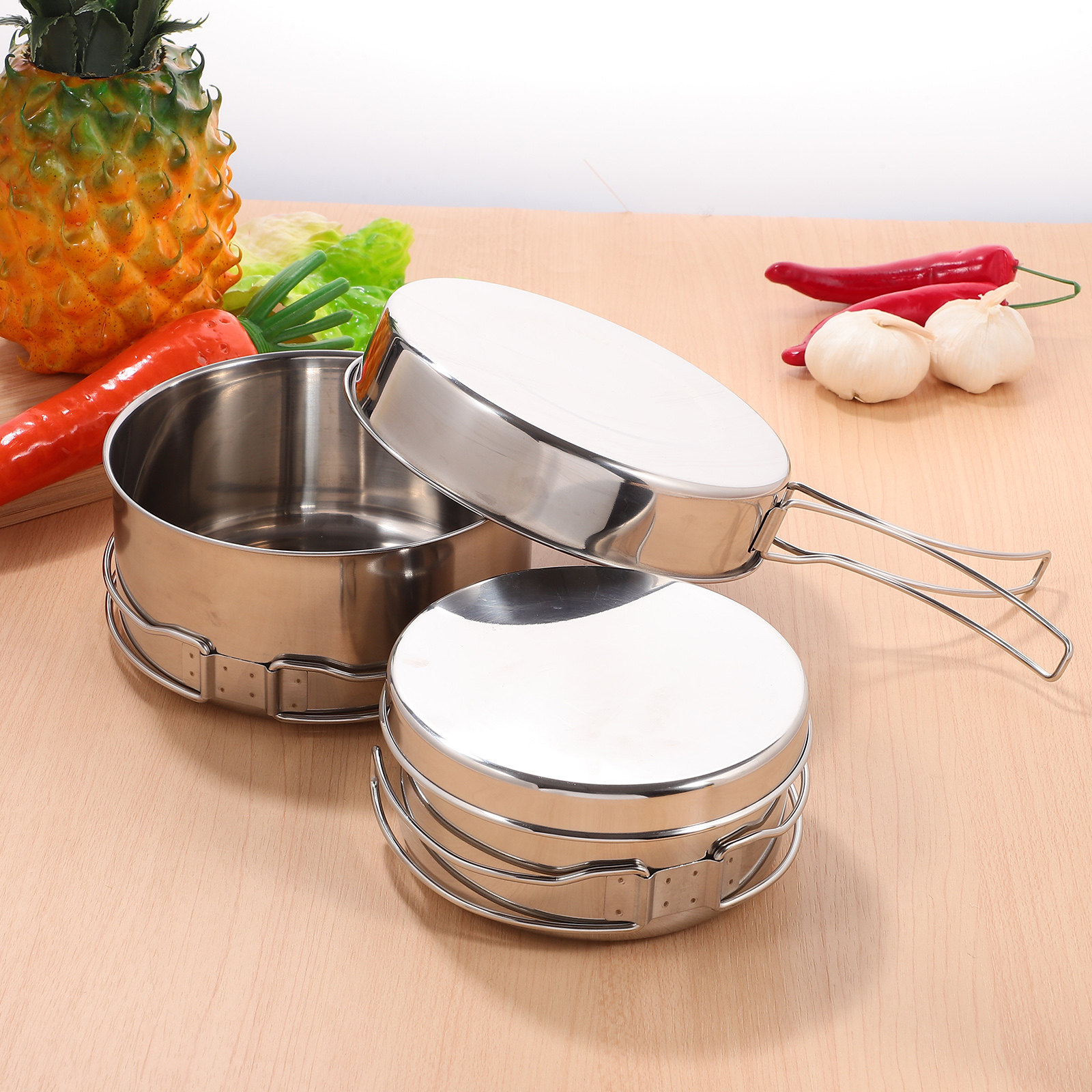 Camping Cooking Set Non Stick - 4Pcs Outdoor Camping Cookware Set Stainless
