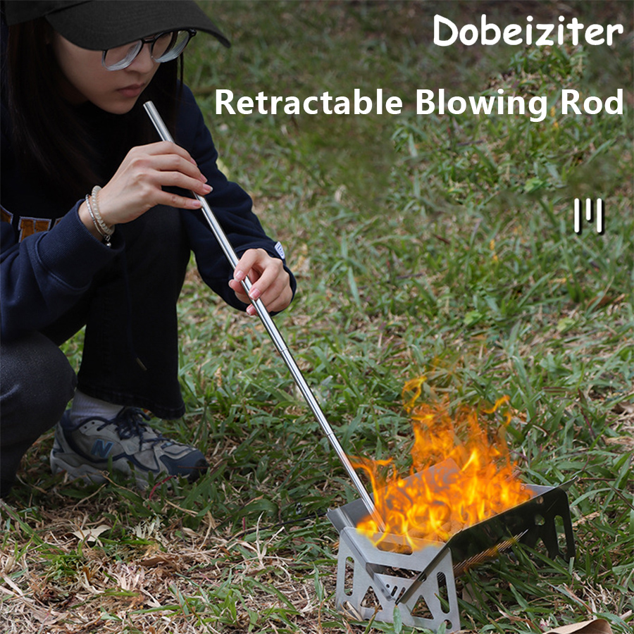 Camping Cooking Fire - Stainless Steel Blowpipe Pocket Bellow Collapsible