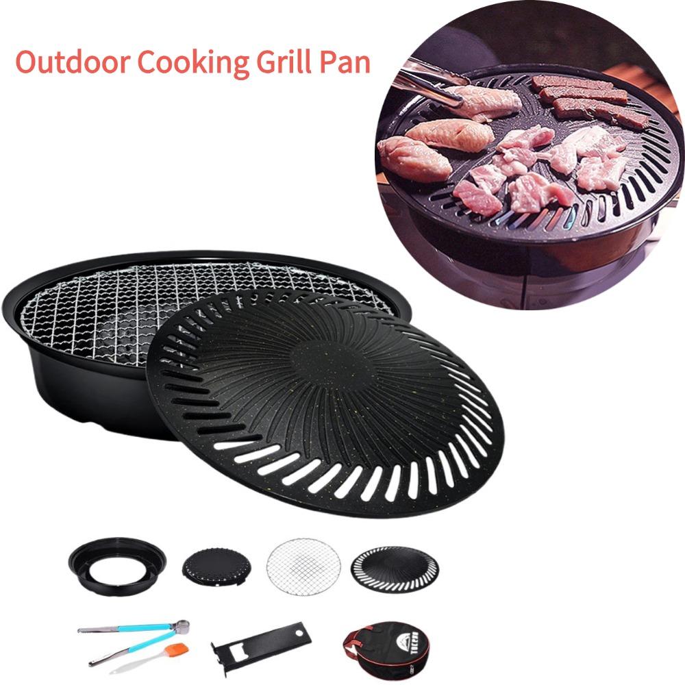 Camping Cooking Set Non Stick - Korean Smokeless Barbecue Grill Pan Gas