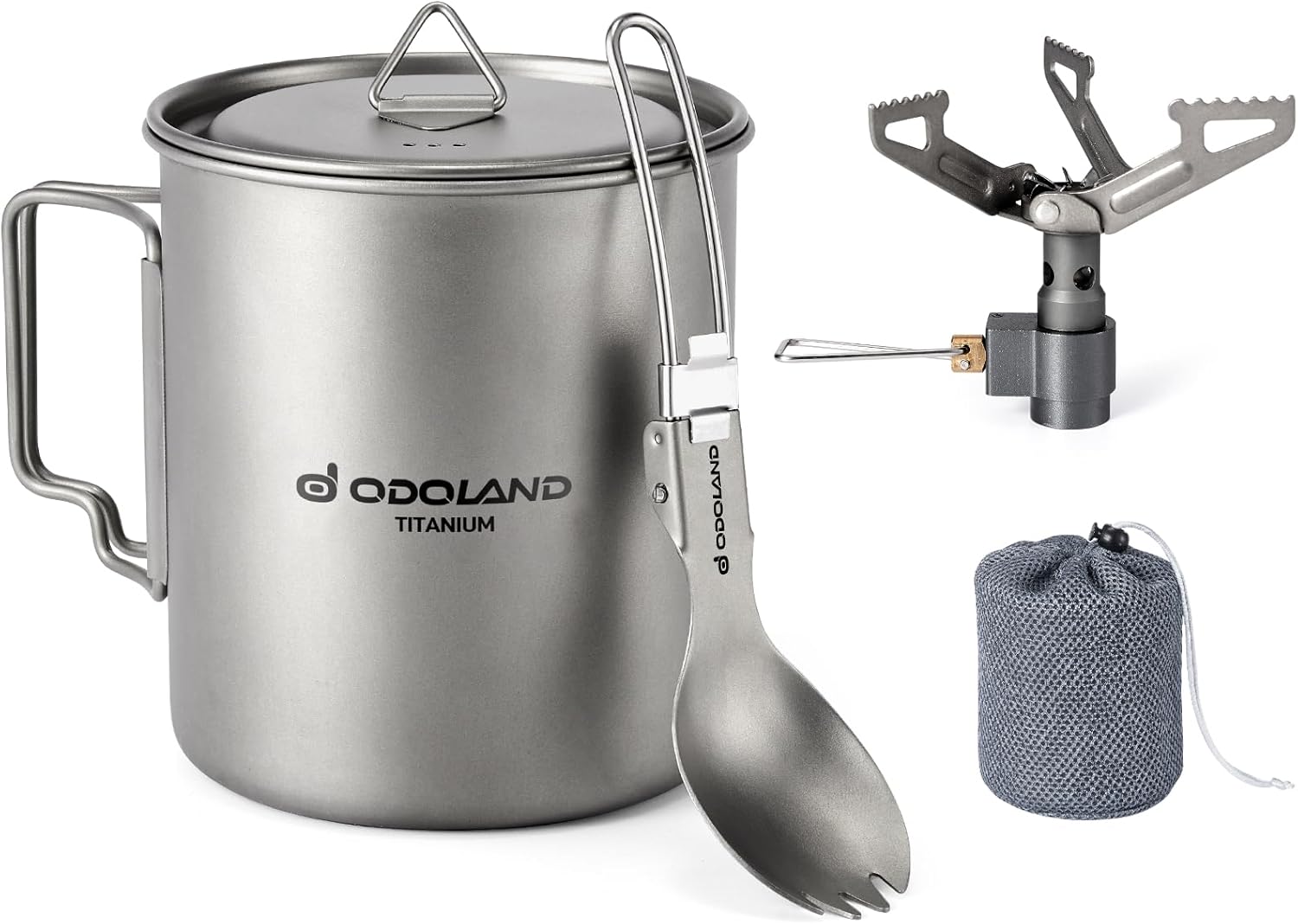 Camp Spork Set - Ultralight Titanium Camping Cookware Set 750ml