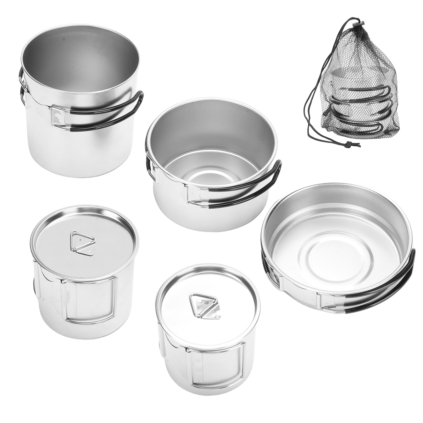 Camping Cooking And Drinking - Stainless Steel Camping Cooking Set with