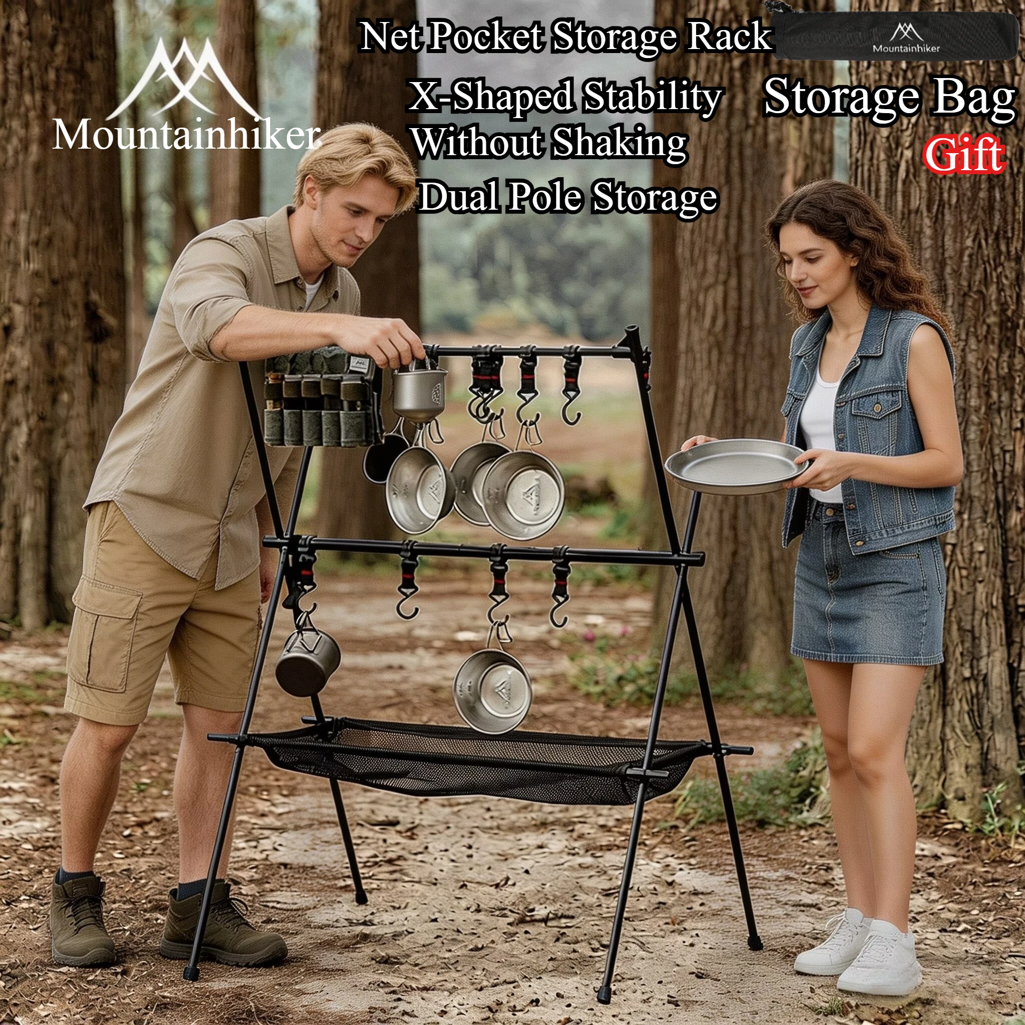 Camping Cooking Rack - MOUNTAINHIKER Aluminum Alloy Triangle Storage Hanger