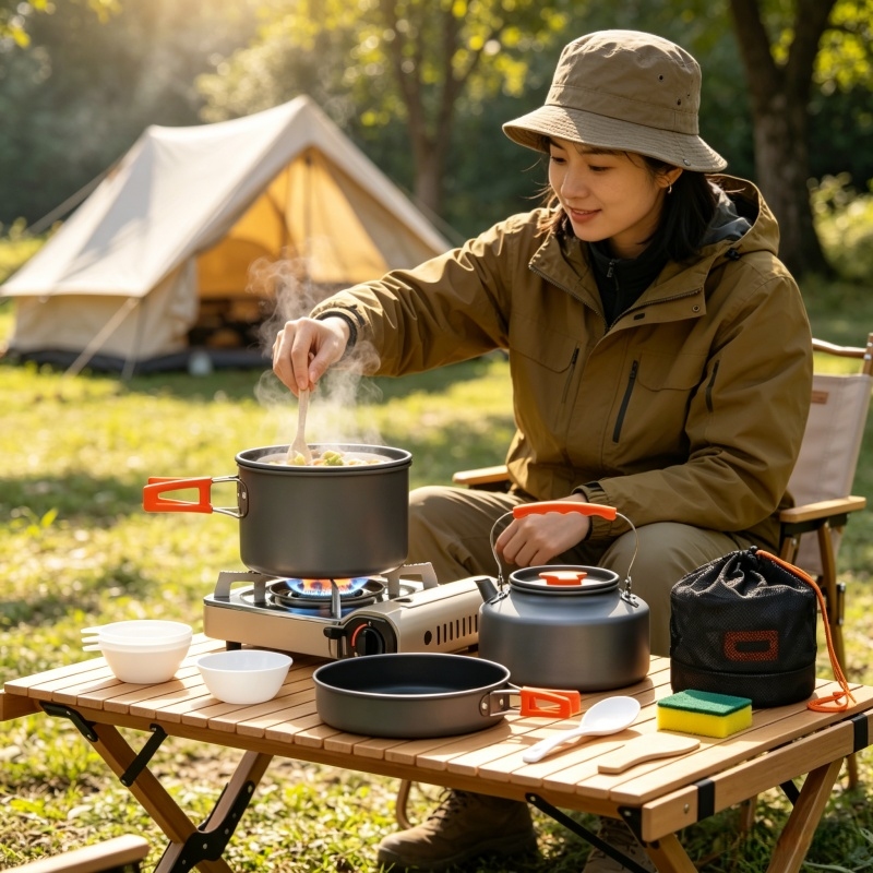Camping Cooking Bundle - Camping Cookware Set Outdoor Pot Tableware
