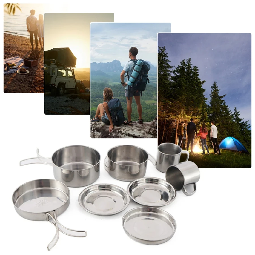 8pcs/Set Camping Cookware Mess – обзор и цена Camping Cooking Roll
