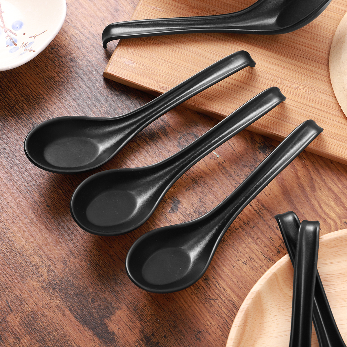 6pcs Plastic Soup Spoon Black  – обзор и цена Japanese Camping Cooking