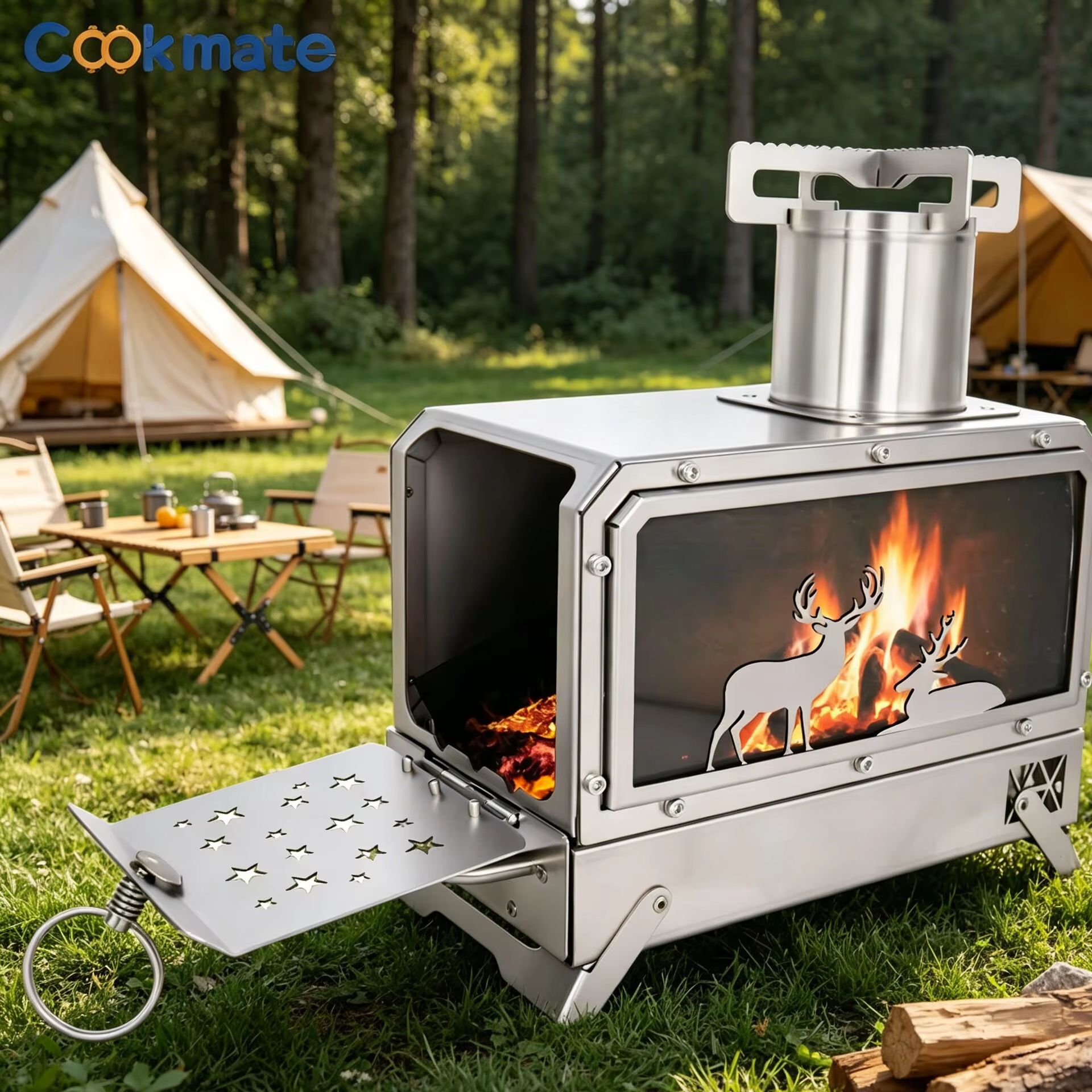 Stainless steel folding firewo – обзор и цена Camping Cooking Area