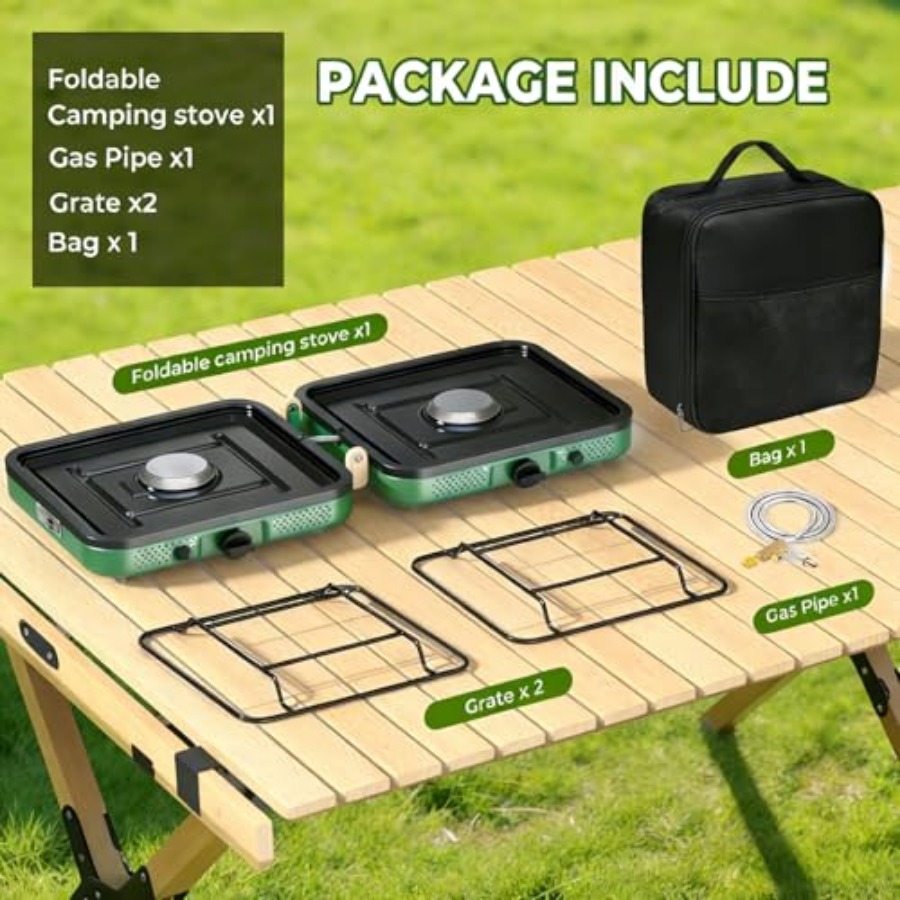 2 Burner Camping Stove, 20000  – обзор и цена Camp Grill Portable Folding