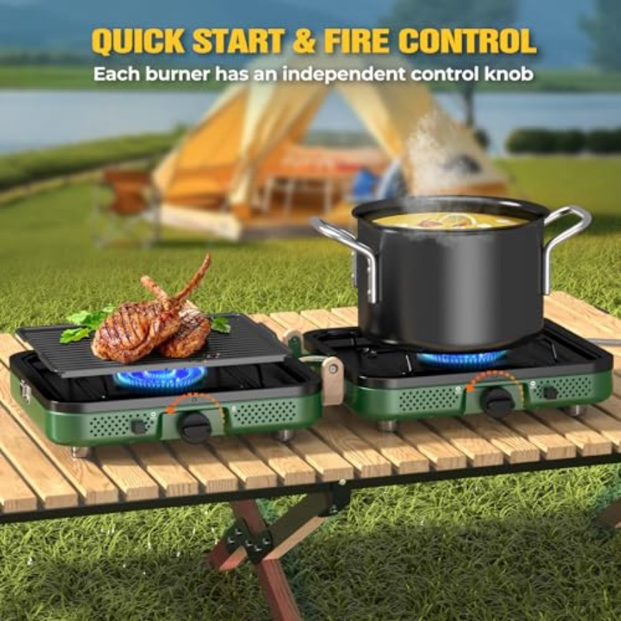 2 Burner Camping Stove, 20000  – обзор и цена Camp Grill Portable Folding