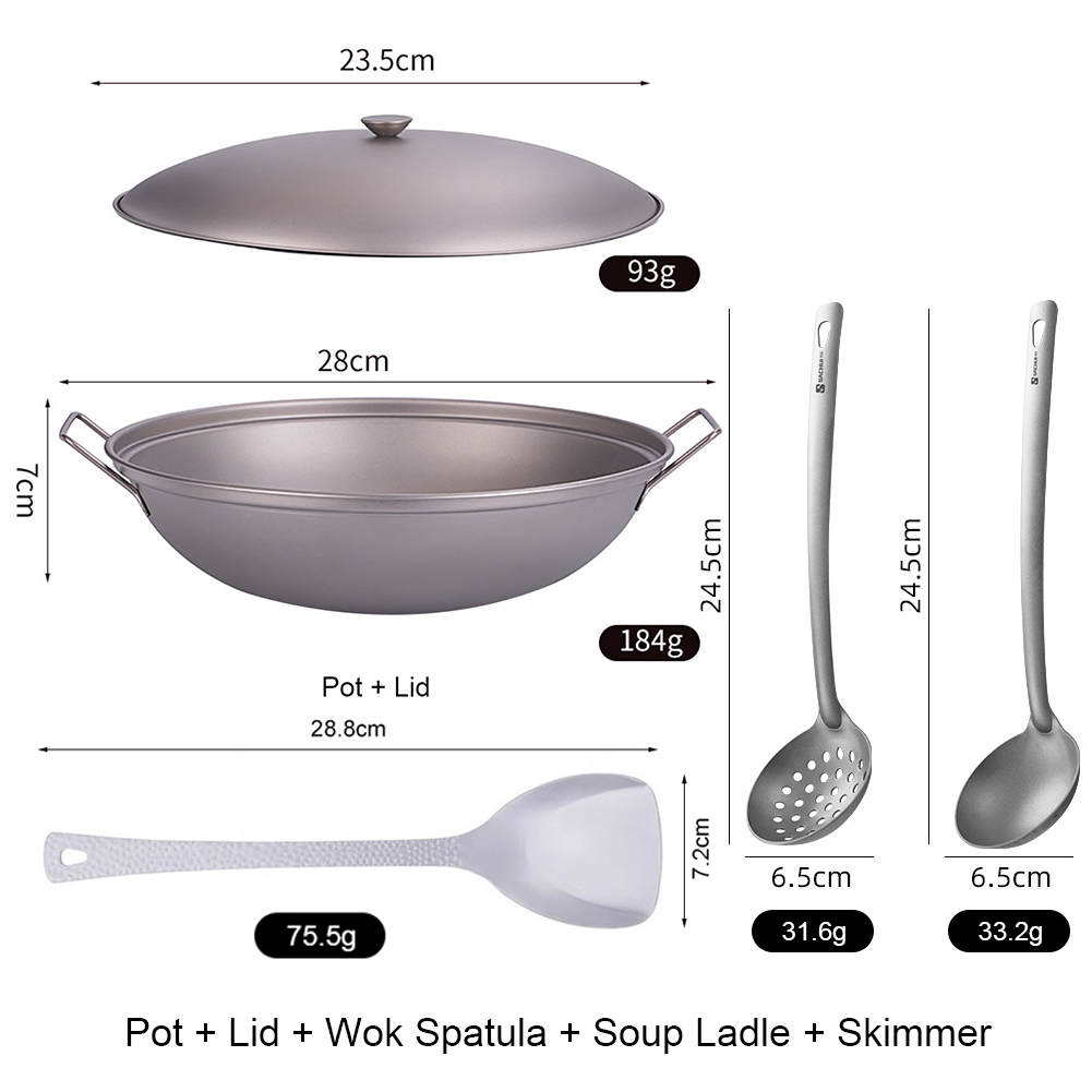1.8L Titanium Wok Pan with Lid – обзор и цена Camping Cooking Bundle