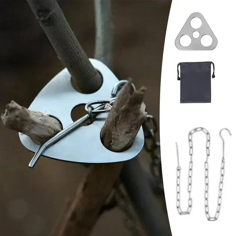 1pc Camping Hanging Tripod W/  – обзор и цена Camping Cooking Fire
