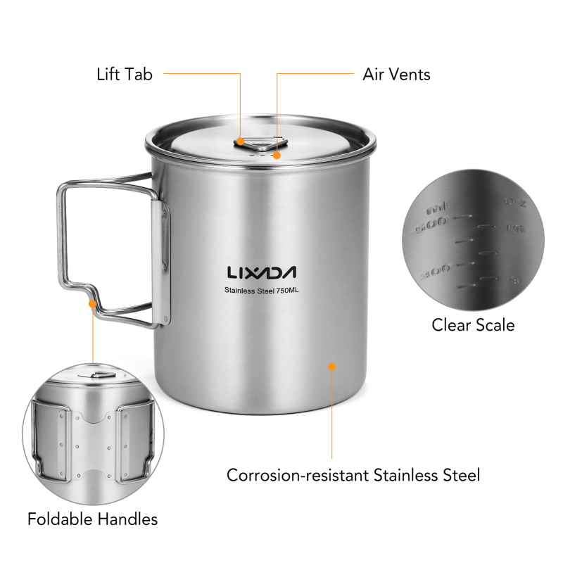 Lixada 750ml Cup Outdoor Stain – обзор и цена Camping Cooking Bundle