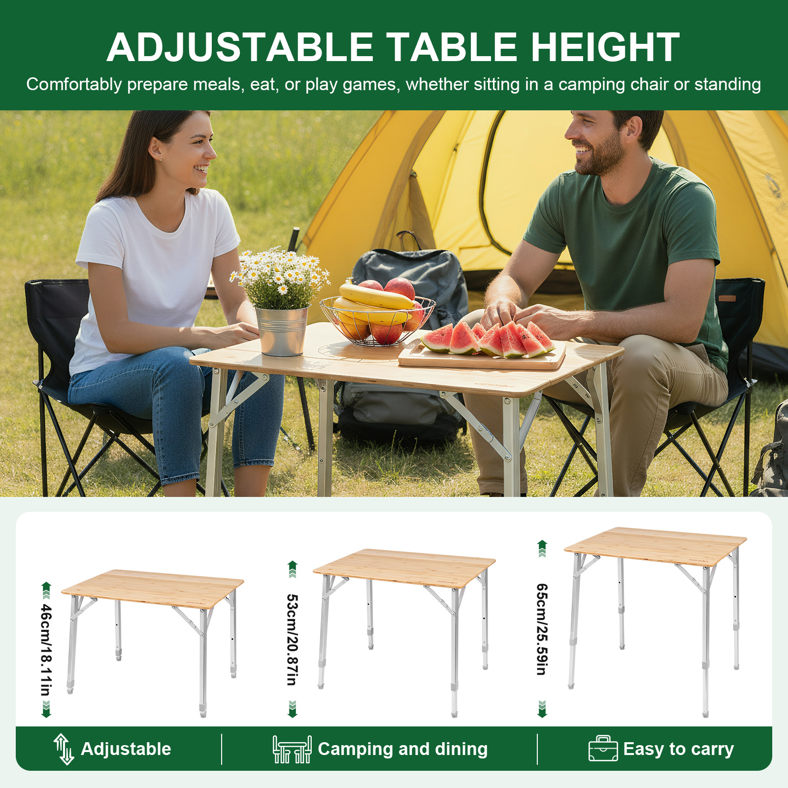 Adjustable Height Folding Bamb – обзор и цена Camping Outdoor Cooking Table